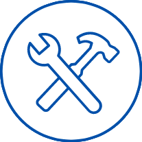 icône de marteau et de clé à molette