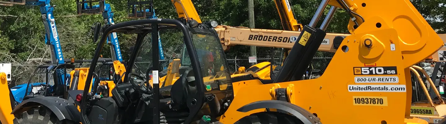 A large forklift on a worksite.