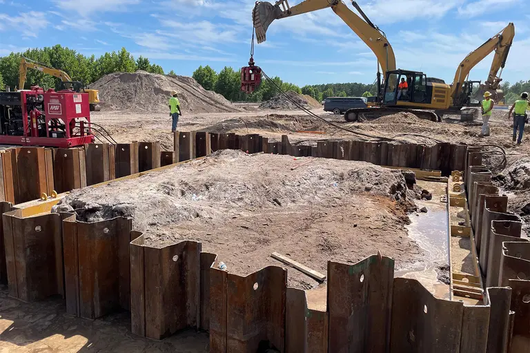 Sheet pile system jobsite