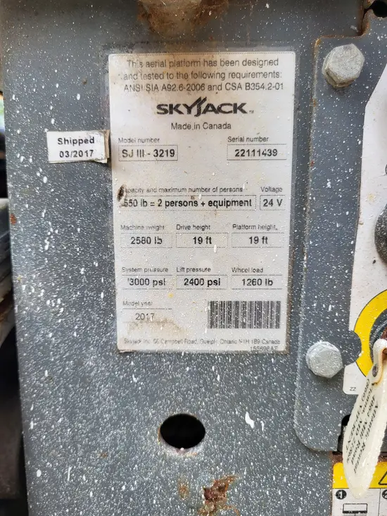 2017 Skyjack SJIII3219 Scissor Lift