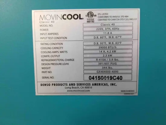 2016 DENSO CLASSIC 40 Portable Air Conditioner