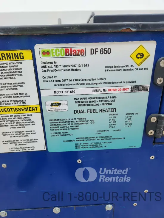 2020 Campo Equipment DF650RE3D Heater