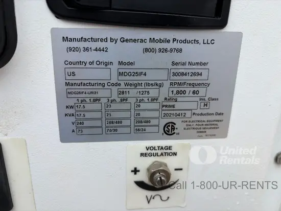 2021 Generac MDG25IF4 Diesel Generator