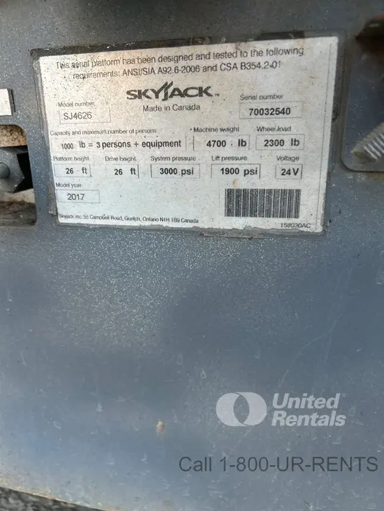 2017 Skyjack SJIII4626 Scissor Lift