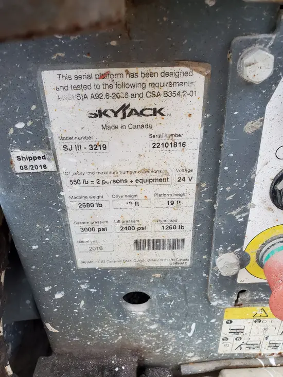 2016 Skyjack SJIII3219 Scissor Lift