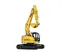 Yellow and gray KOBELCO Excavator with Reduced Tail Swing
