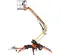 Beige and orange JLG electric towable boom lift