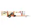 Beige and orange electric towable boom lift