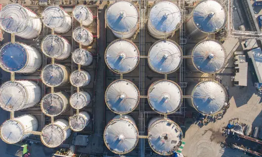 birds eye view of industrial site
