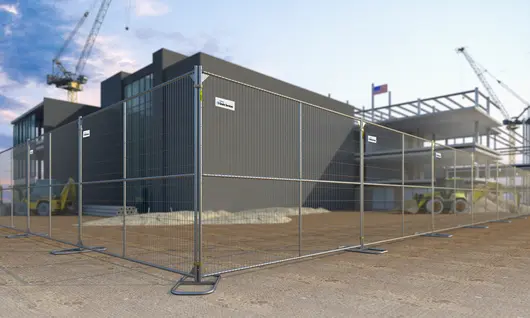 Temporary fencing at a construction site