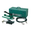 Green and black GREENLEE Hydraulic Cable Bender With Foot Pump, Hose Unit and Storage Box