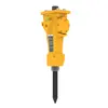 Yellow and Black EPIROC Mini Hydraulic Breaker Attachment for Skid Steer