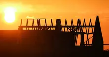 sunset over jobsite