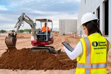 Workers onsite excavating dirt
