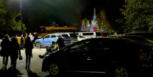 Light tower in use at event parking lot