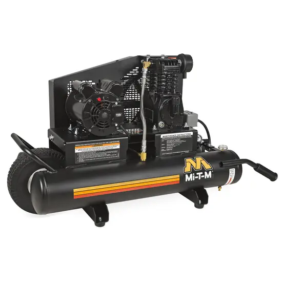 Black Mi-T-M 120 volt electric air compressor