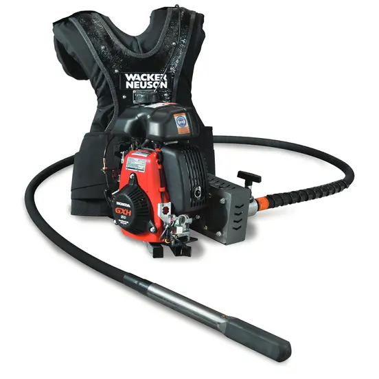 Black and red WACKER Concrete Vibrator, Backpack, 2.5 HP, Gas Powered