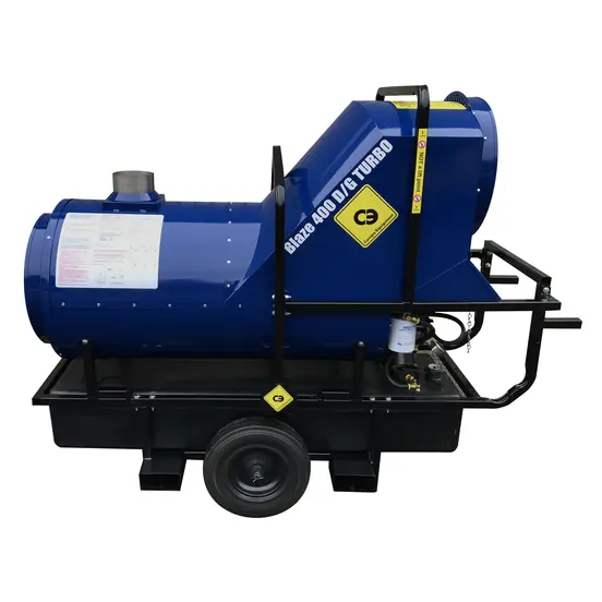 Blue and black CAMPO Heater, 400,000 BTU, Ducted