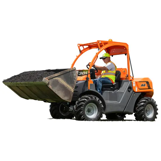Orange JLG Skytrak variable reach forklift