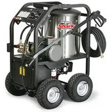 silver pressure washer on wheels