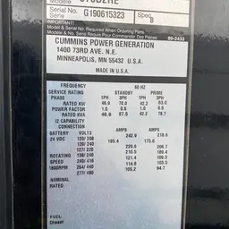 2019 Cummins C70D2RE Diesel Generator